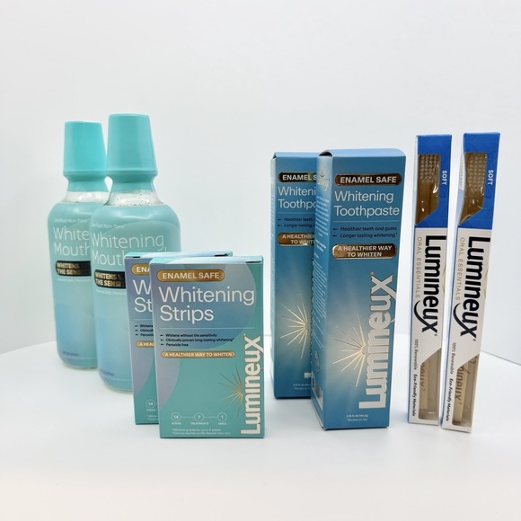 Lumineux Other - 2 PACK Lumineux Teeth Whitening Kit 8 Piece Strips Mouthwash Toothpaste NEW
